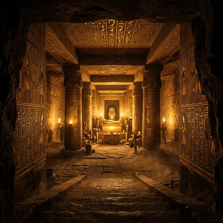 Illustrative ancient Egyptian temple scene